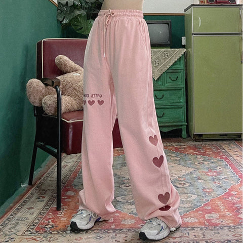 Kawaii Hearts Harajuku Sweatpants (Blue, Pink, Black) Pants Tokyo Dreams 