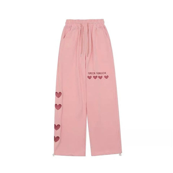 Kawaii Hearts Harajuku Sweatpants (Blue, Pink, Black) Pants Tokyo Dreams Pink S 