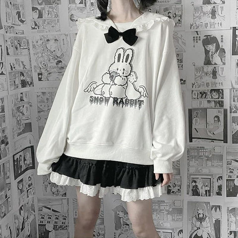 Snow Rabbit Japanese Pullover Sweater Tokyo Dreams 