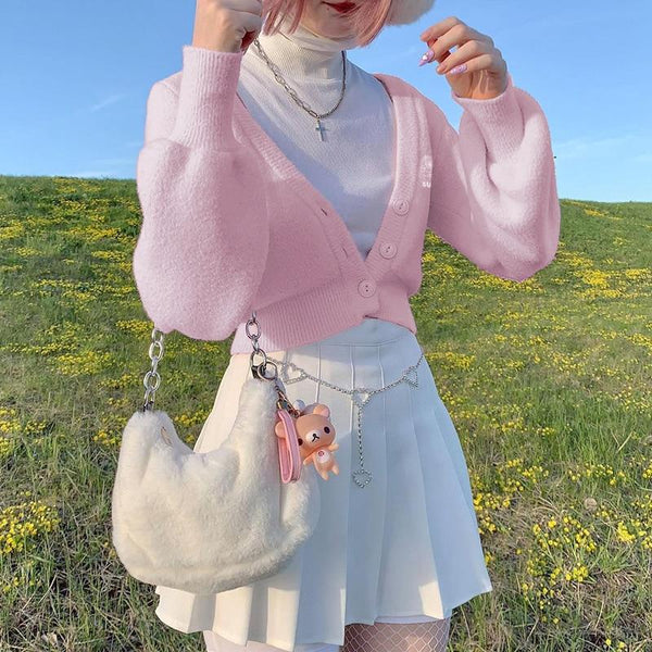 Kawaii Pink Knitted Cardigan Cardigan Tokyo Dreams 