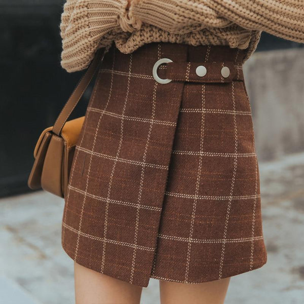 "Buckled" Woolen Skirt - Tokyo Dreams