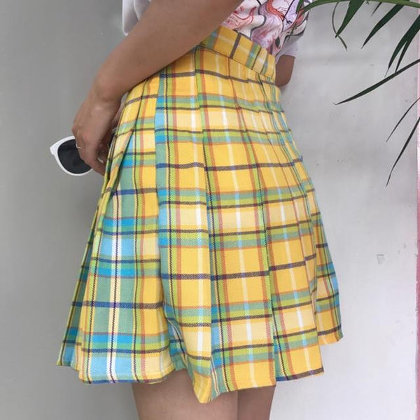 Harajuku Rainbow Plaid Skirt - Tokyo Dreams