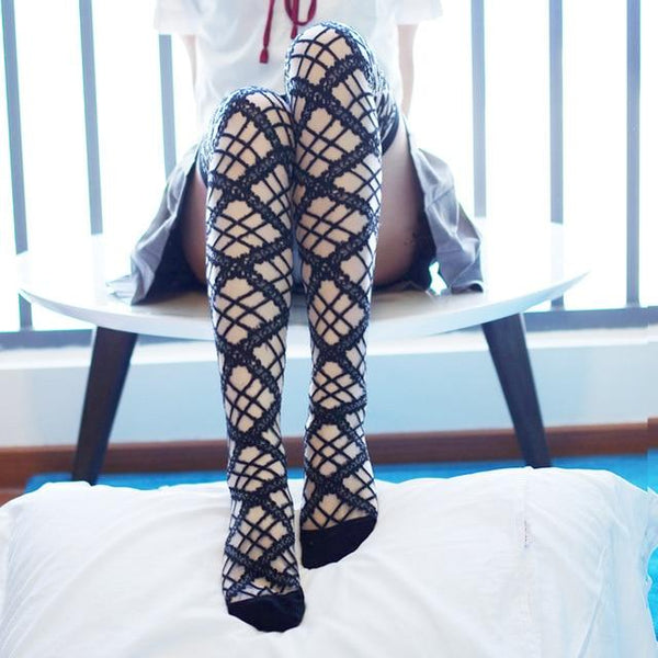 Cute Gothic Lace High Stockings - Tokyo Dreams