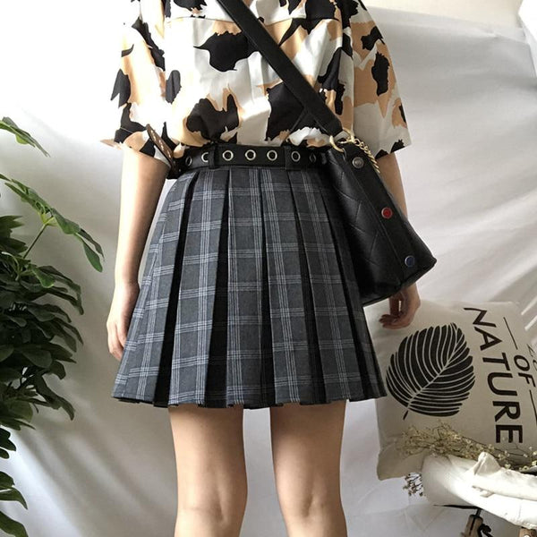 Casual Pleated High Waist Skirt (Black, Grey) Skirt Tokyo Dreams 