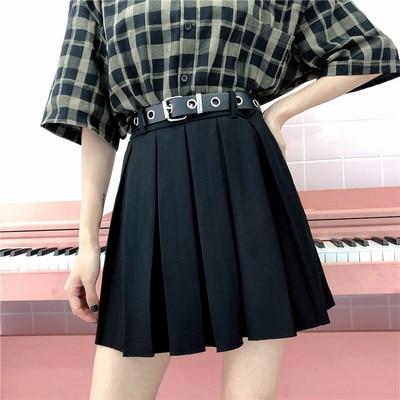 Casual Pleated High Waist Skirt (Black, Grey) Skirt Tokyo Dreams Black L 