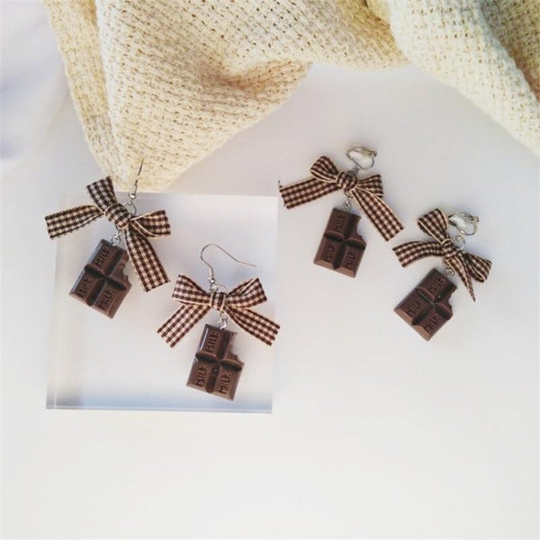 Chocolate Bow Kawaii Candy Earrings - Tokyo Dreams
