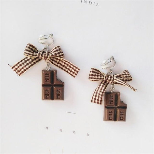 Chocolate Bow Kawaii Candy Earrings - Tokyo Dreams