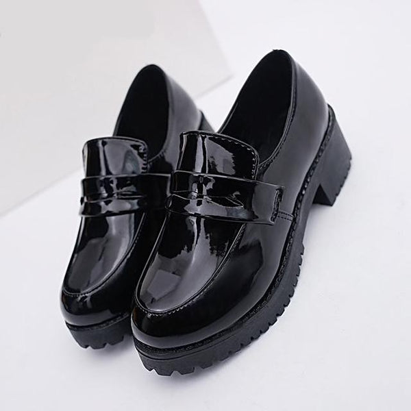 Classic Black Kawaii Round Toe Shoes - Tokyo Dreams